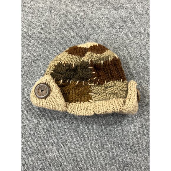 Wool Hand Knit Kids Beanie Mountain Climbing Art Goblincore Nature Cozy Cottage - Picture 4 of 9